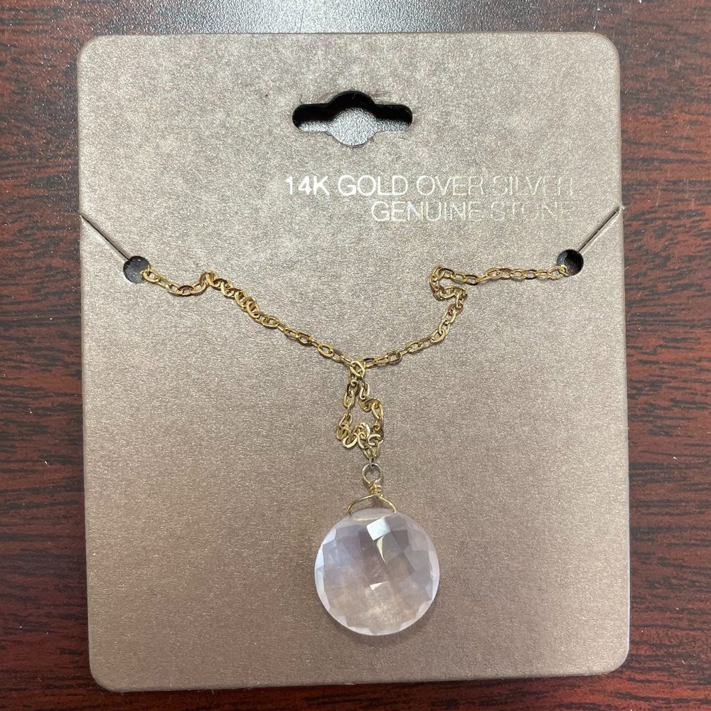 14K Gold Over Silver Genuine Stone Necklace